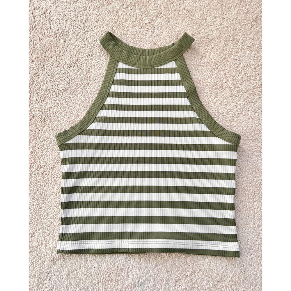 American Eagle Cropped stripped cami High‎ neck tank top Size S